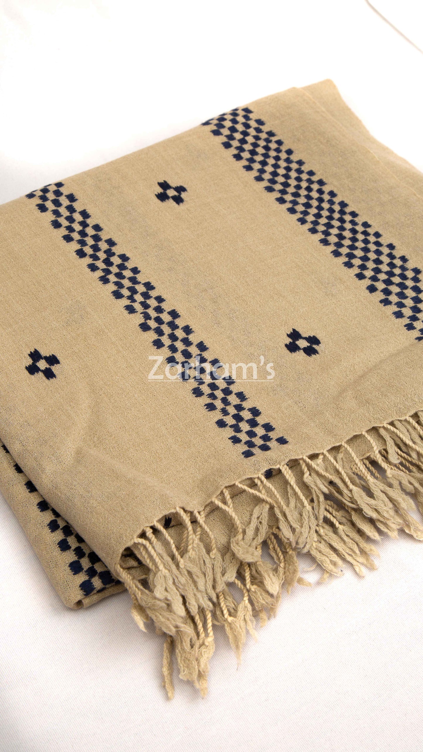 Handmade Premium quality strip embroidered Pashmina Shawl