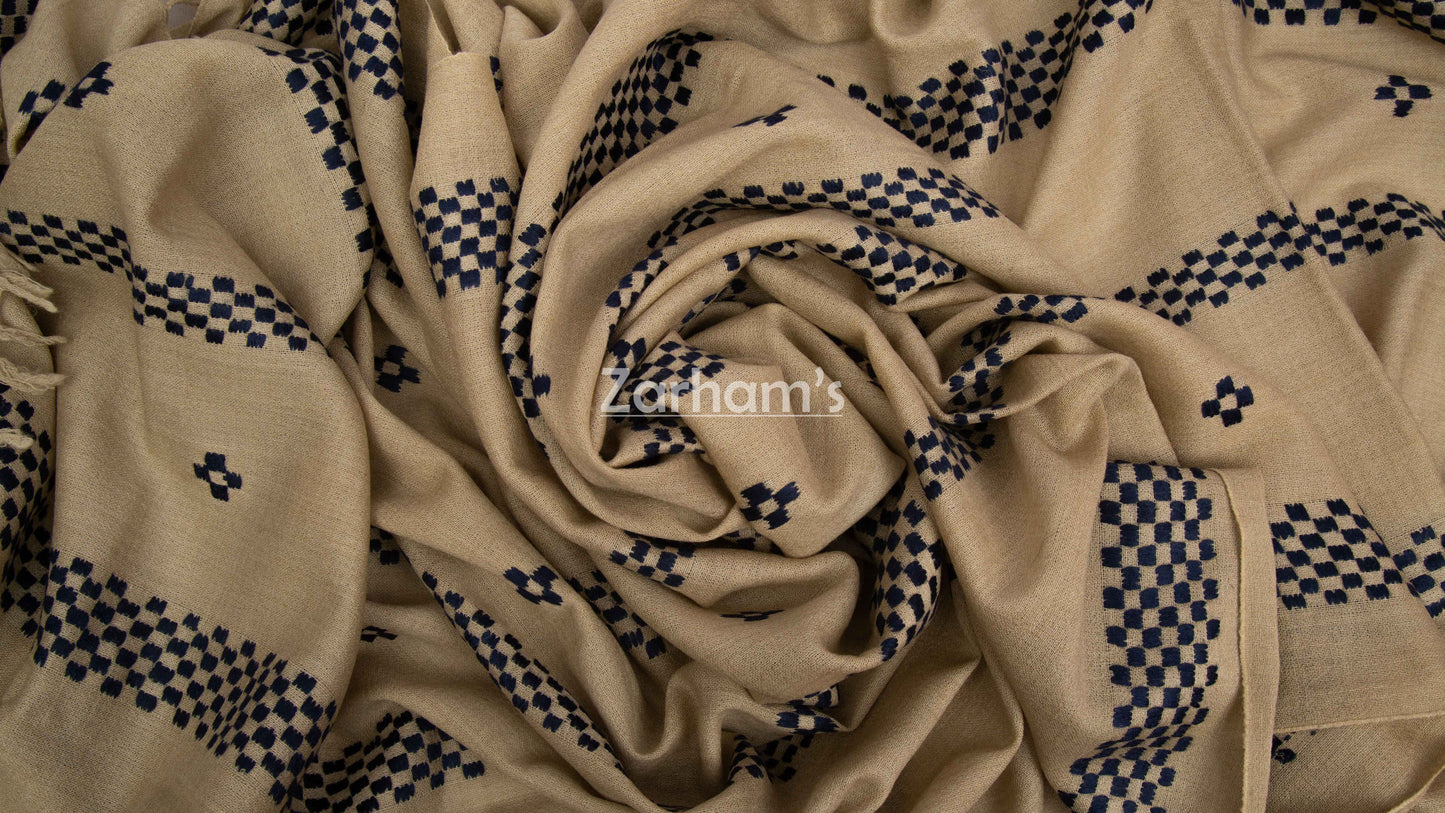 Handmade Premium quality strip embroidered Pashmina Shawl