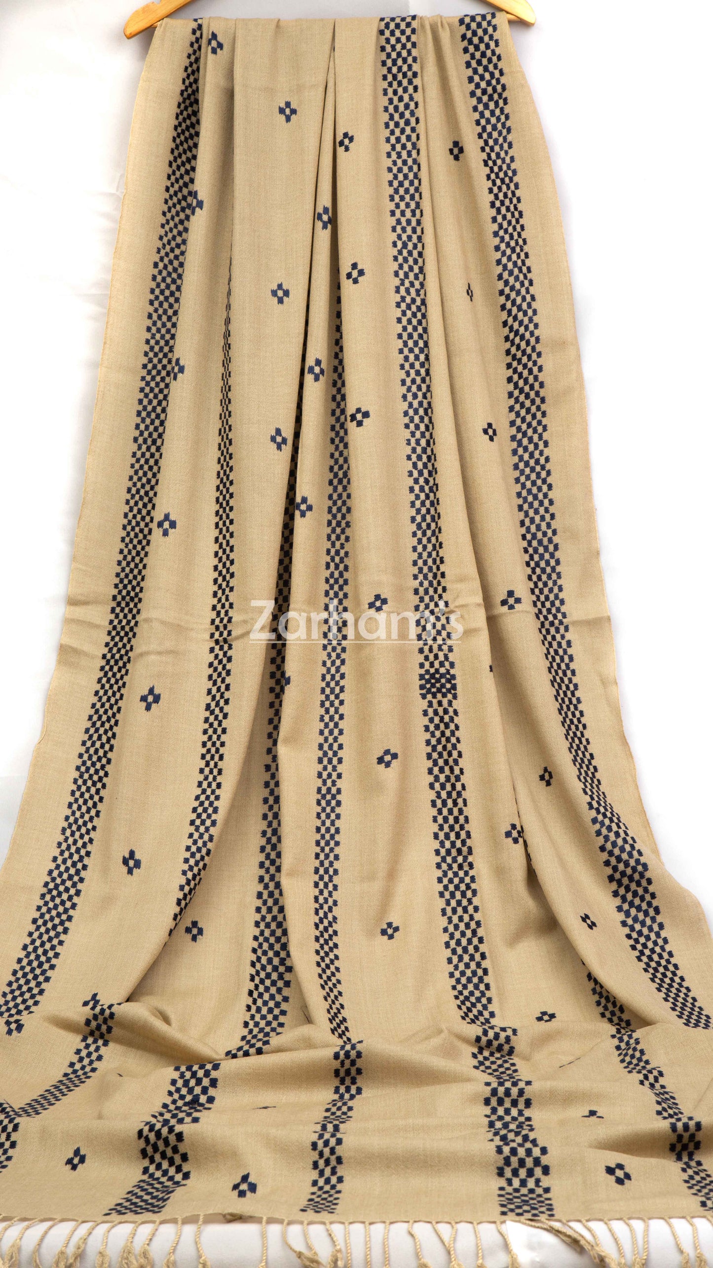 Handmade Premium quality strip embroidered Pashmina Shawl