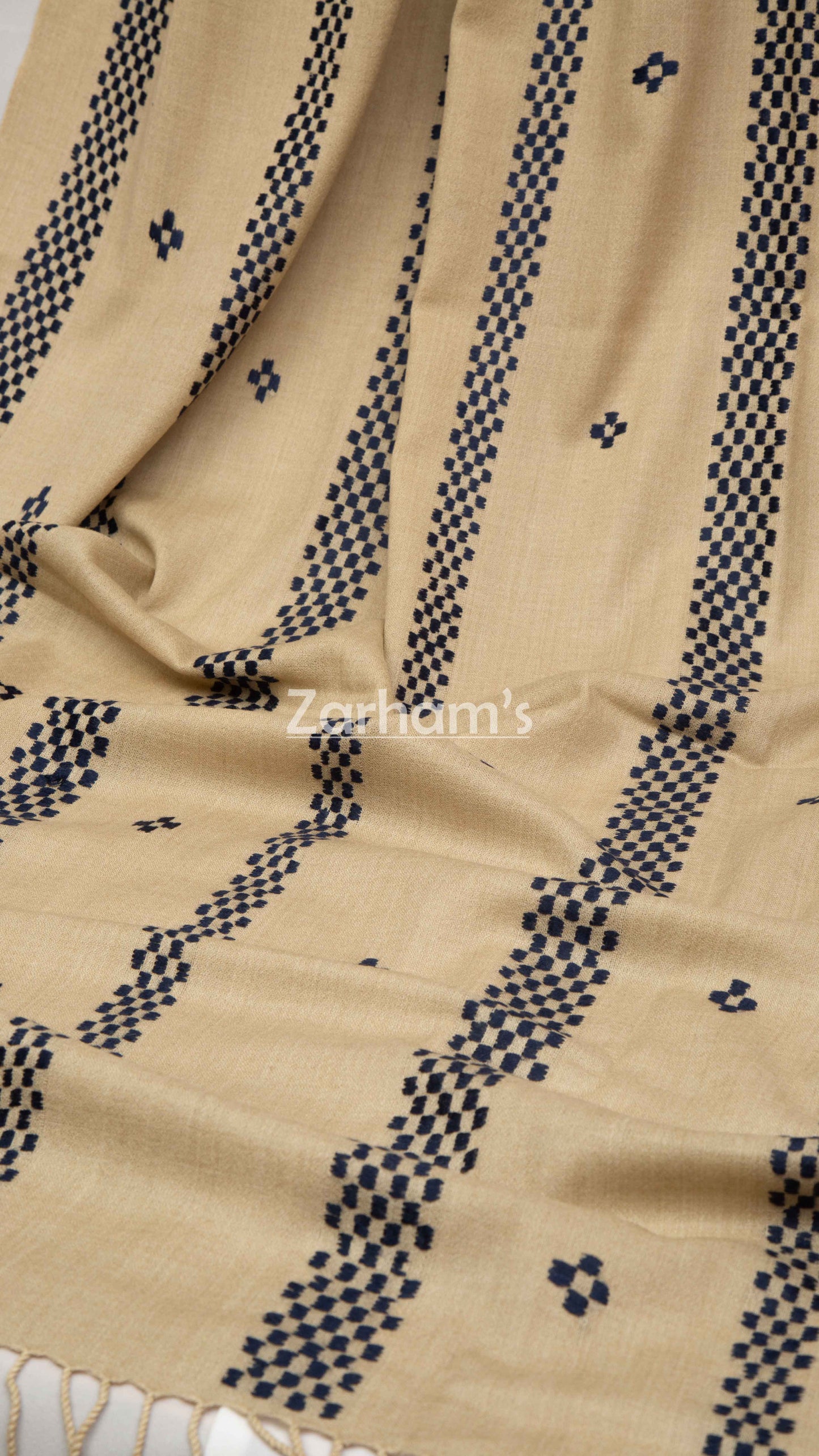 Handmade Premium quality strip embroidered Pashmina Shawl