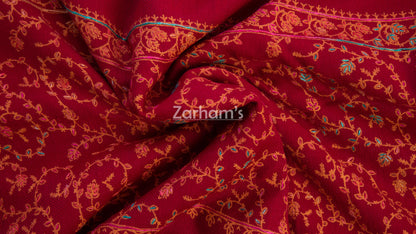 Handmade Pashmina shawl hand printed and embroided