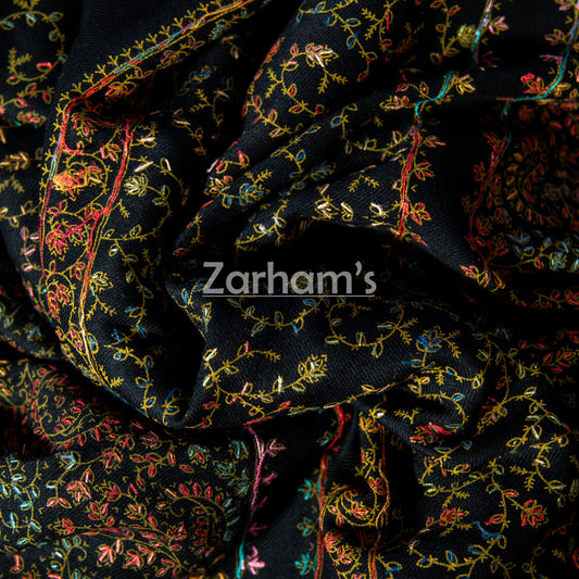 Handmade Pashmina shawl hand printed and embroidered