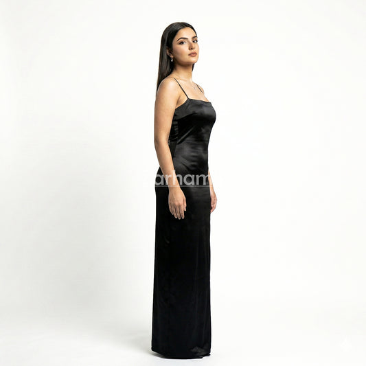 Handmade Midnight Black Silk Long Dress | Premium Quality Silk Formal and Party Dresses