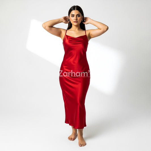 Handmade Blood Red Silk Long Dress | Premium Quality Silk Formal and Party Dresses