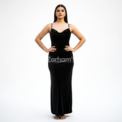 Handmade Midnight Black Velvet Long Dress | Premium Quality Velvet Formal and Party Dresses