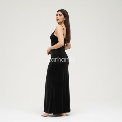 Handmade Midnight Black Velvet Long Dress | Premium Quality Velvet Formal and Party Dresses