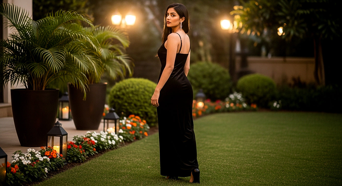 Handmade Midnight Black Velvet Long Dress | Premium Quality Velvet Formal and Party Dresses