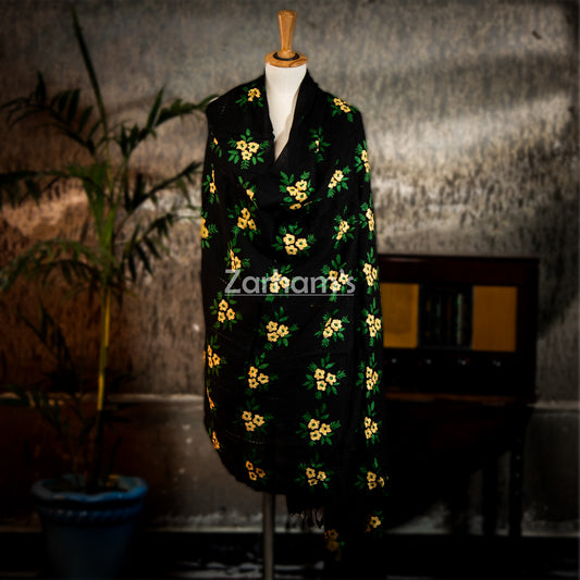 100% Pure Traditional Embroidered Genuine Pashmina Woolen Shawl for women