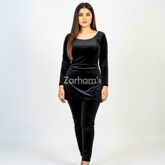Handmade Velvet Black Kameez Shalwar Suit | Premium Quality Velvet Formal and Party Dresses