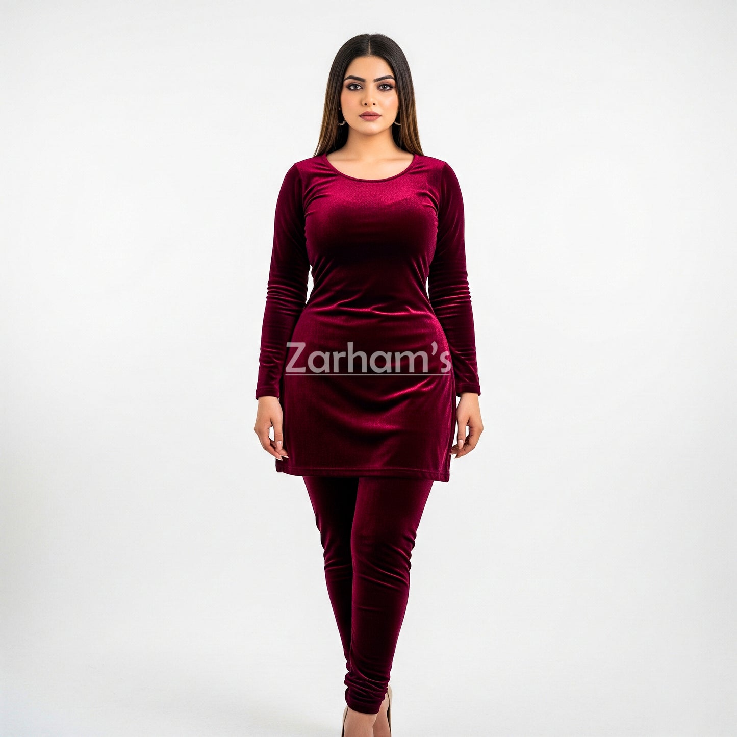 Handmade Velvet Maroon Kameez Shalwar Suit | Premium Quality Velvet Formal and Party Dresses
